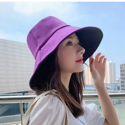 Foldable Dual-Tone Bucket Hat - Image 7