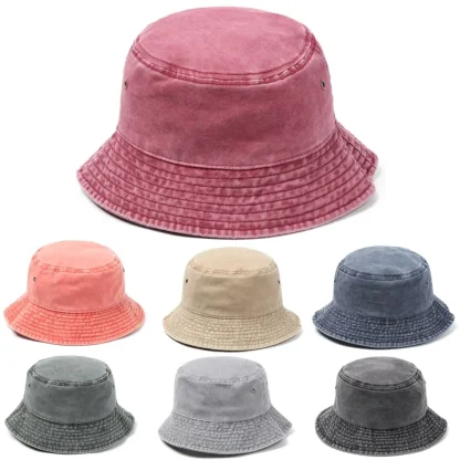 Vintage-Like Denim Bucket Hat - Image 2