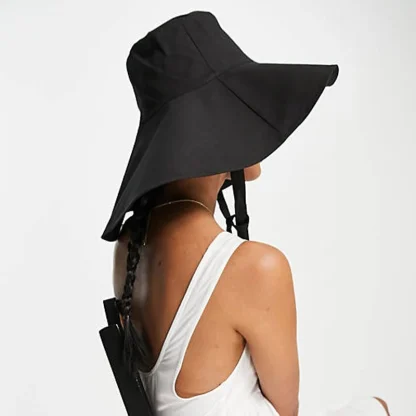 Wide Brim Tie-Up Bucket Hat - Image 2