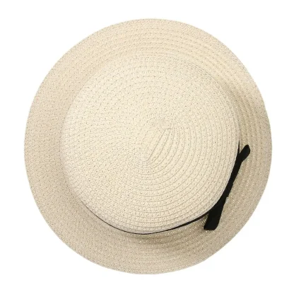 Classic Bowknot Straw Bucket Hat - Image 3