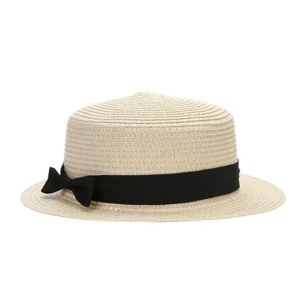 Classic Bowknot Straw Bucket Hat