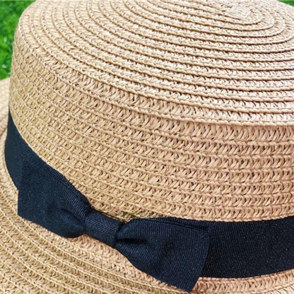 Classic Bowknot Straw Bucket Hat - Image 6