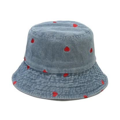 Heart Style Denim Bucket Hat - Image 5