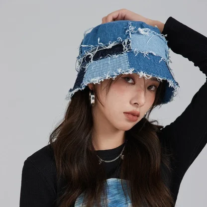 Chic Retro Denim Bucket Hat - Image 3