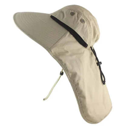 Wide Brim Bucket Hat with Neck Flap - Image 4