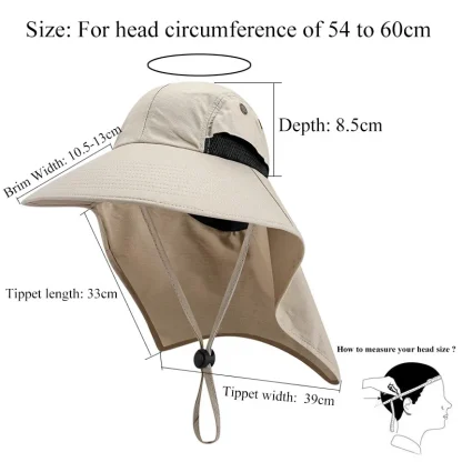 Wide Brim Bucket Hat with Neck Flap - Image 6