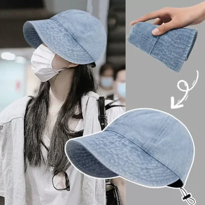 Denim Sun Visor Bucket Hat - Image 2
