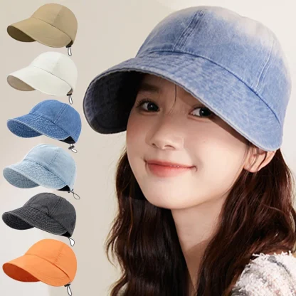 Denim Sun Visor Bucket Hat - Image 3
