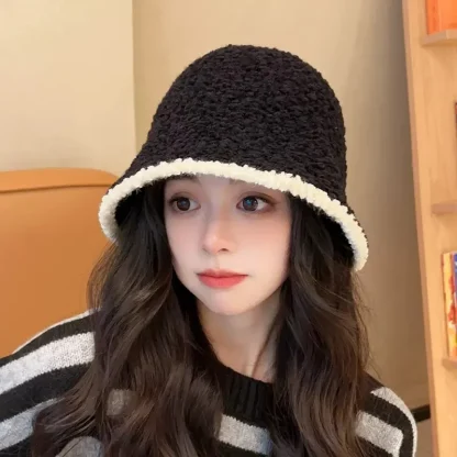 Solid Color Warm Bucket Hat - Image 2