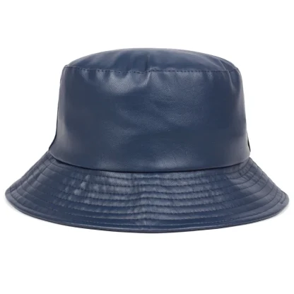 Stylish Faux Leather Bucket Hat - Image 2