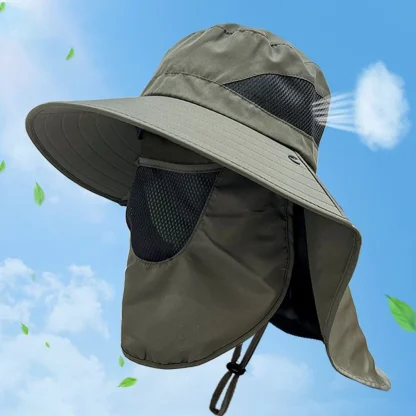 Neck Flap Sun Protection Bucket Hat - Image 3