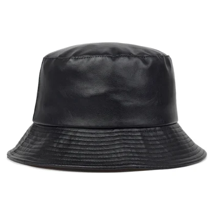 Stylish Faux Leather Bucket Hat
