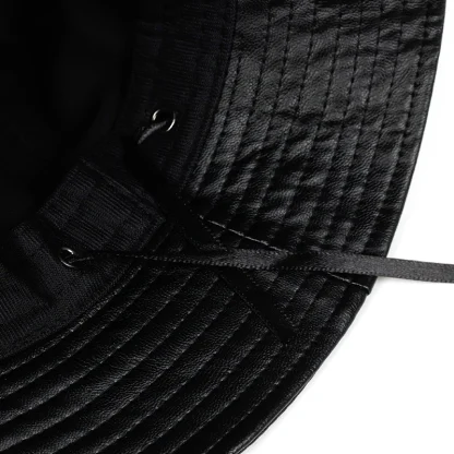 Stylish Faux Leather Bucket Hat - Image 6