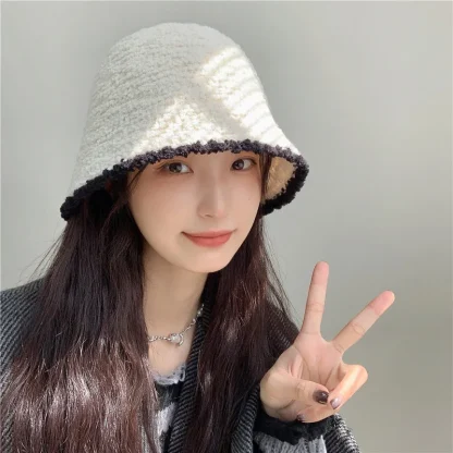 Solid Color Warm Bucket Hat - Image 3
