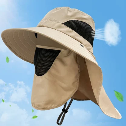 Neck Flap Sun Protection Bucket Hat - Image 4